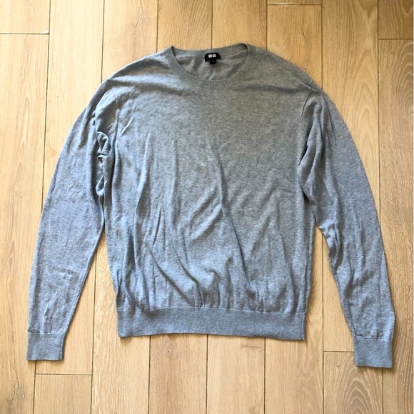 Uniqlo Cotton Wool Light Sweater in Light Grey Size M - Picture 1 of 9